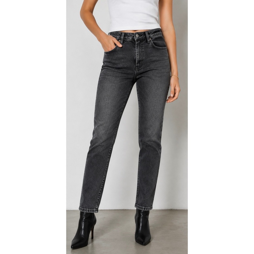 Frame Denim Mid Rise Skinny‎ Jeans Hughes Crop Ultra Stretch Black Size 2 NEW